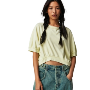 Free People Movement Key Lime Cropped Tee, Size M NWOT 100% Cotton